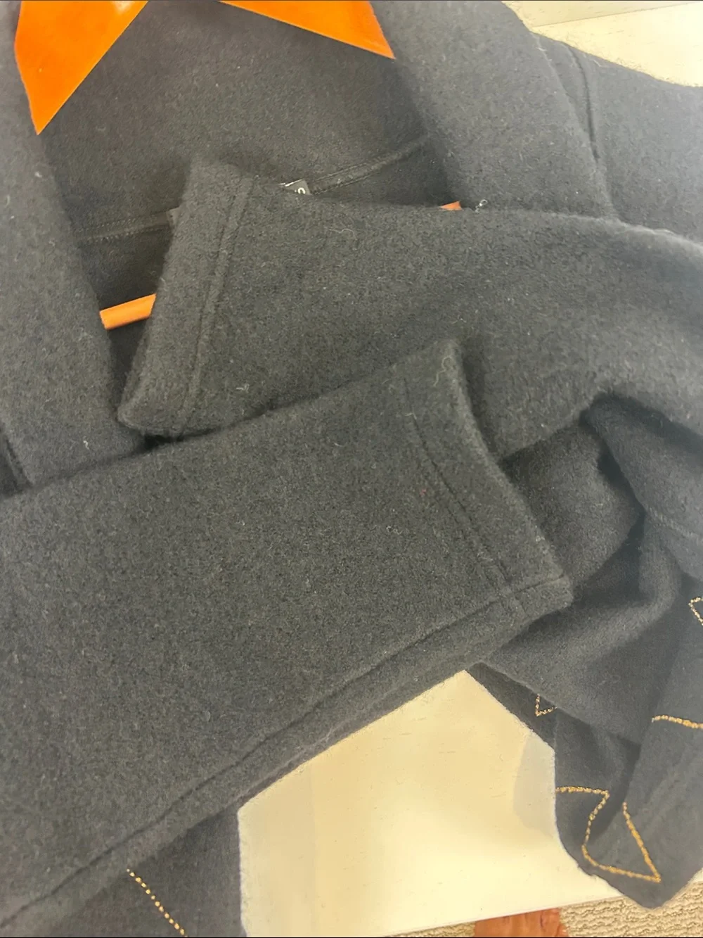 Kit Karnaby Black 100% Wool Draped Coat S Contrast Stitch